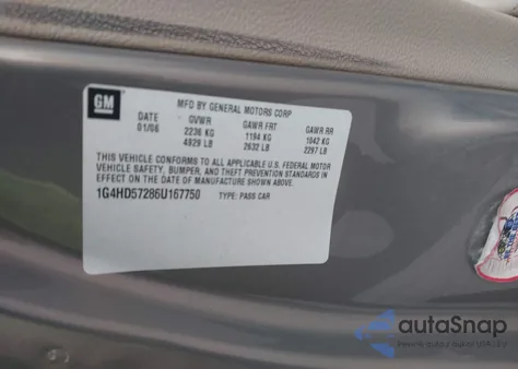 2006 Buick Lucerne Cxl from USA, damaged, VIN 1G4HD57286U167750